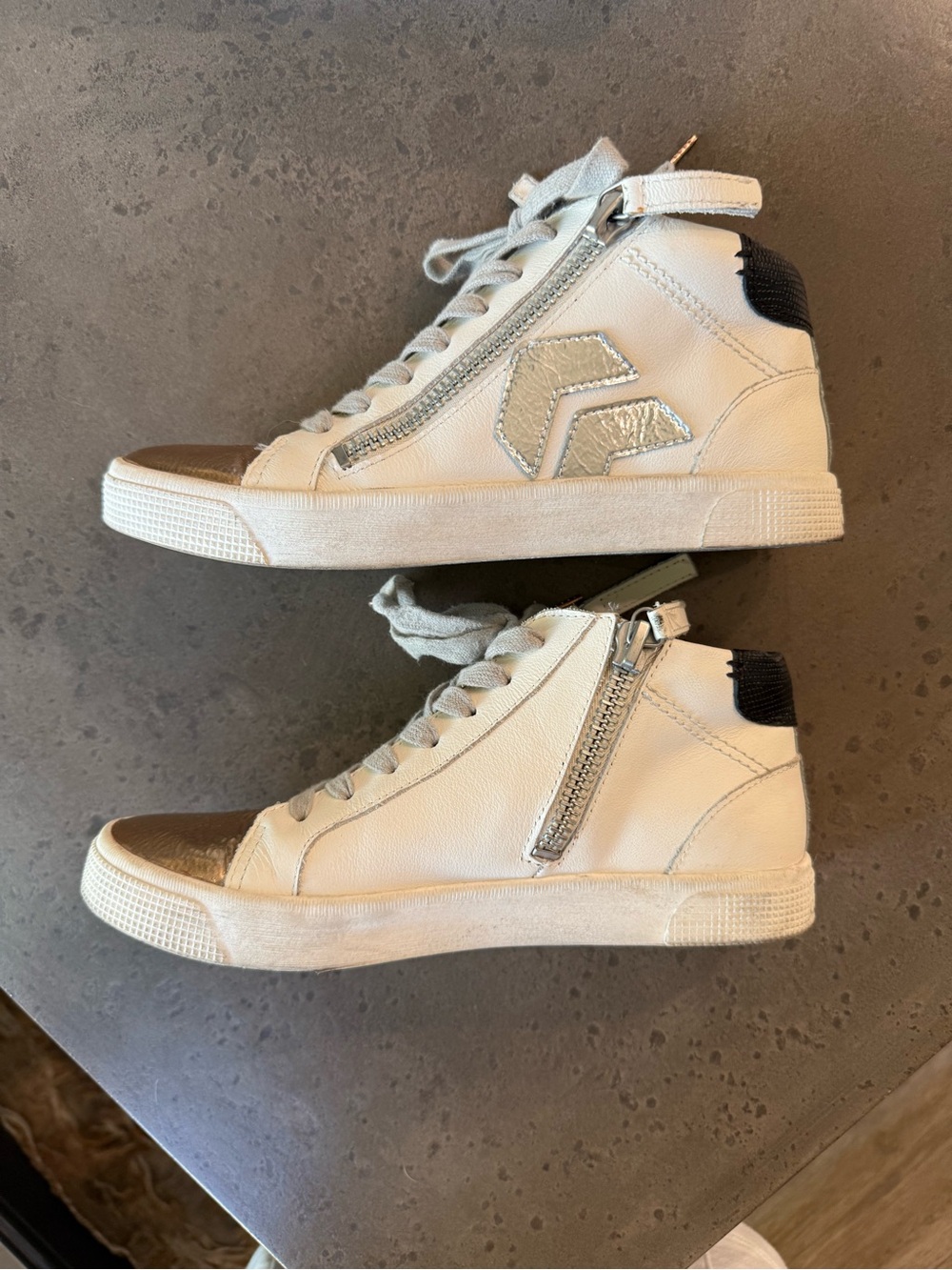 Dolce Vita Cream High-Top Sneakers with Gold Toe - Picture 2 of 8